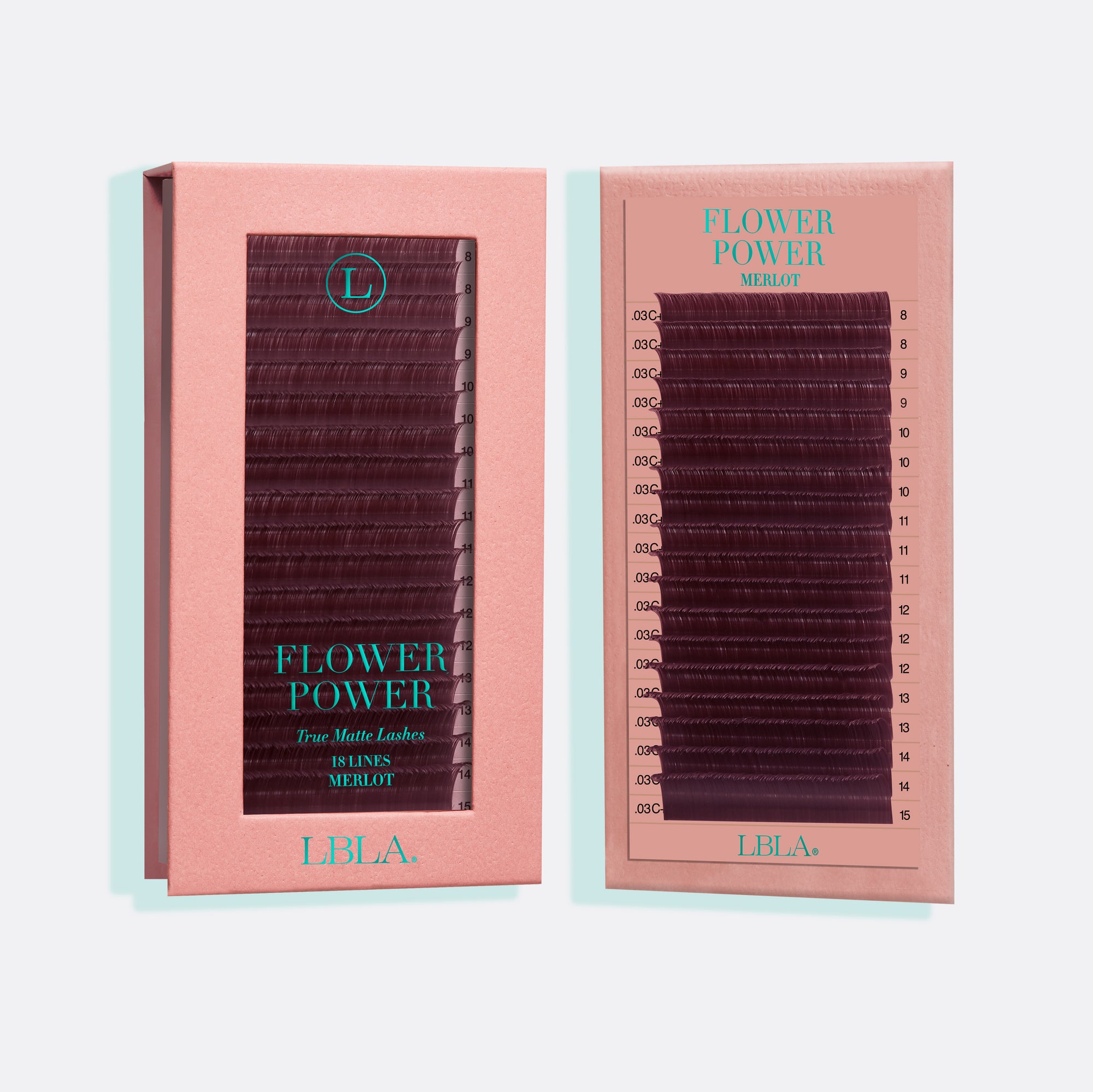 Flower Power True Matte Lashes 0.03mm - Merlot Burgundy Brown Individual Lash Extensions