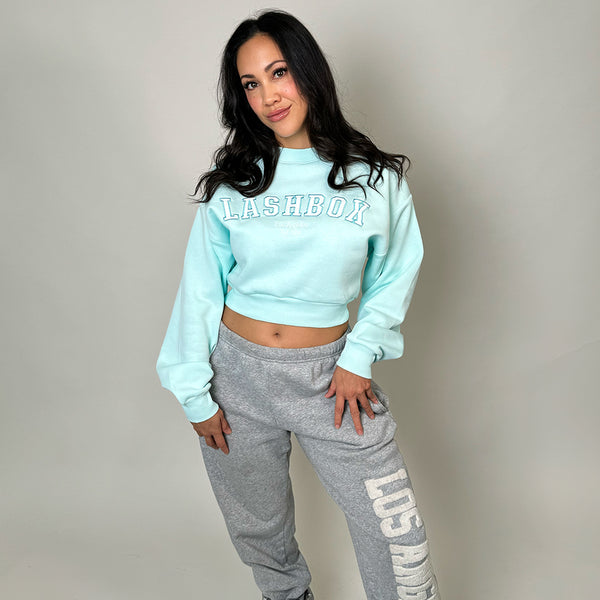 Cropped Varsity LBLA Teal Sweatshirt - Lashbox LA