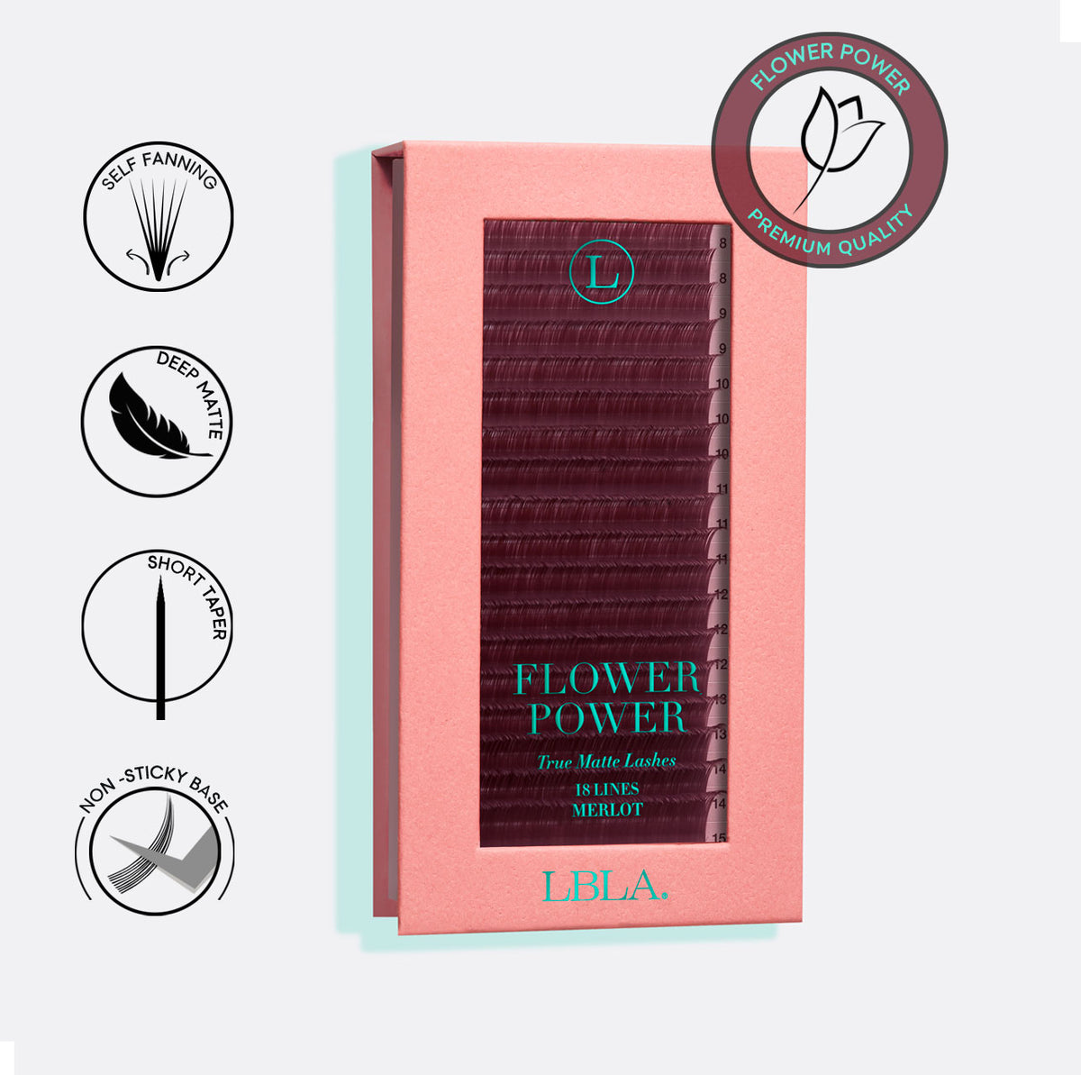 Flower Power True Matte Lashes 0.03mm - Merlot Burgundy Brown Lash Extensions (18 lines)