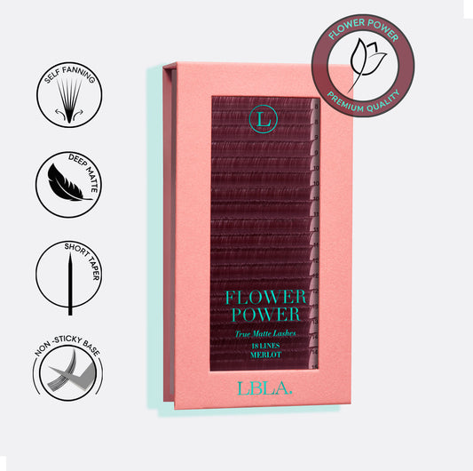 Flower Power True Matte Lashes 0.03mm - Merlot Burgundy Brown Lash Extensions (18 lines)