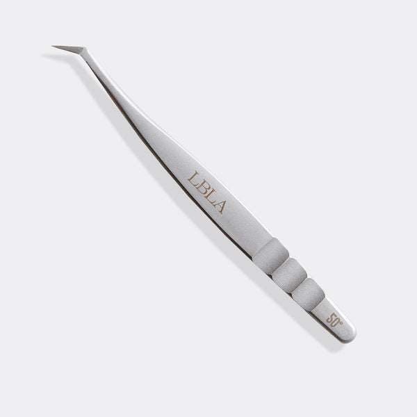 Satin Silver 50 Degree Tweezer - Lashbox LA