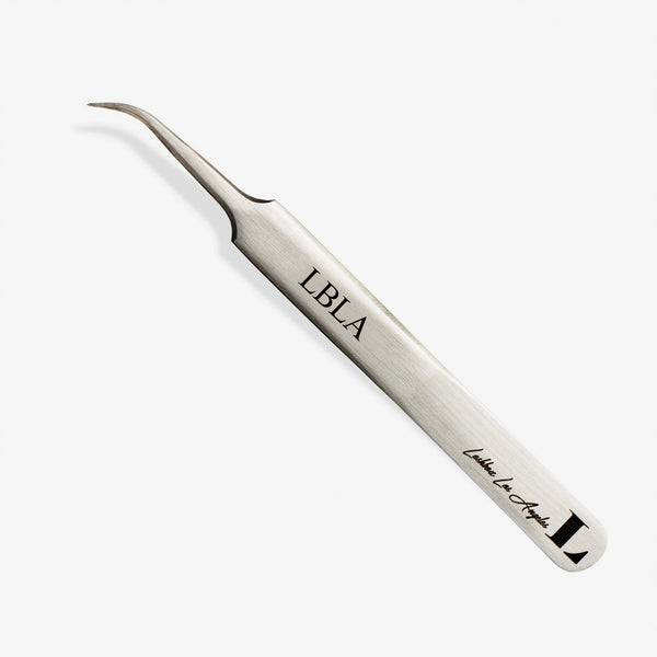Petite Curved Platinum Tweezer - Lashbox LA