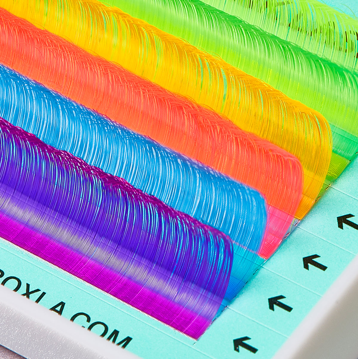 Velvet FauxMink 0.07 Lashes Single Lengths Tray - Neon Rainbow